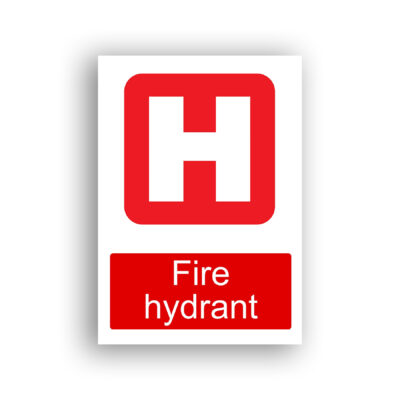 Fire Hydrant fire equipment sign safety sign with white letter H centred on a red rounded square.