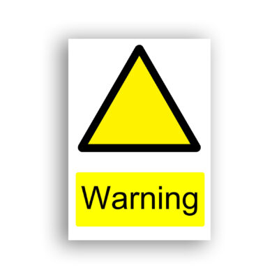 Warning warning sign safety sign with a solid yellow equilateral triangle with a bold black border, pointing upward, containing no additional pictogram.